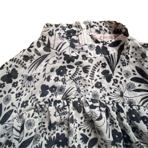 Nanette Lepore Womens Semi-Sheer Poet Sleeve Blouse-Black/White-Size XS-GUC - Picture 5 of 8